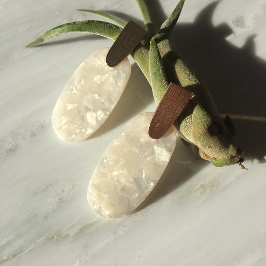 Cream Oval Tortoise Earrings